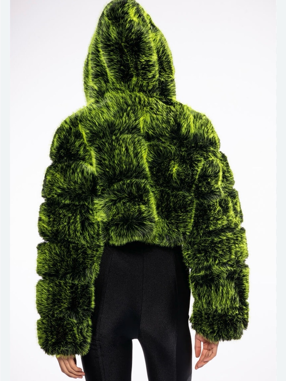 Azalea Wang nwt L Women's Vibrant Green Faux Fur Hooded Teddy Jacket coat thick - Picture 2 of 16